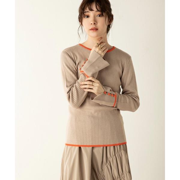 ニット セーター 「Re Basic」パイピング袖スリットニット レディース