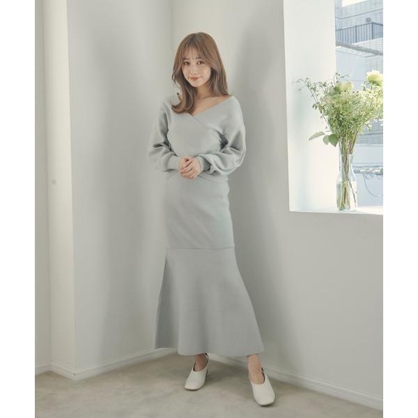 ワンピース カシュクールニットセット