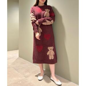 ルームウェア パジャマ 【ONLINE限定】【HOLIDAY】ベアハートジャガードワンピース