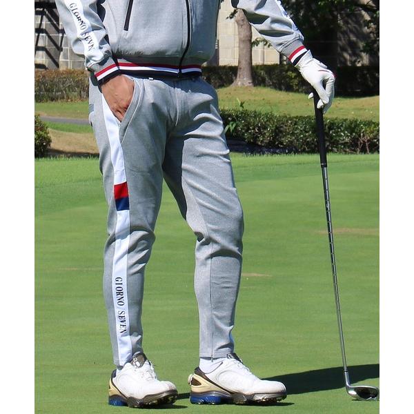 ゴルフ メンズ 裾ファスナーサイドライン ポンチ ゴルフパンツ ゴルフウェア メンズ