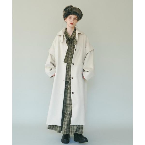 ステンカラーコート コート 2way long wool coat/2wayウール混ロングコート レ...