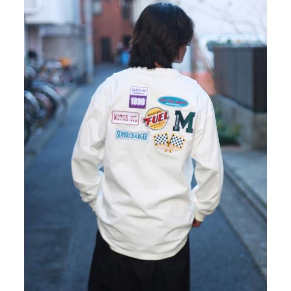 tシャツ 76Lubricants  ワッペン刺繍 ルーズサイズ ヘンリーネックＴシャツ メンズ レ...