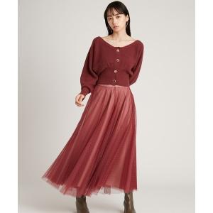 ワンピース チュールコンビクロップドニットワンピース