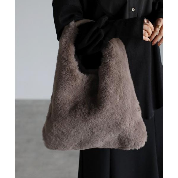 トートバッグ 「グッシオベーシック」フェイクファー　トライアングルトートバッグ レディース