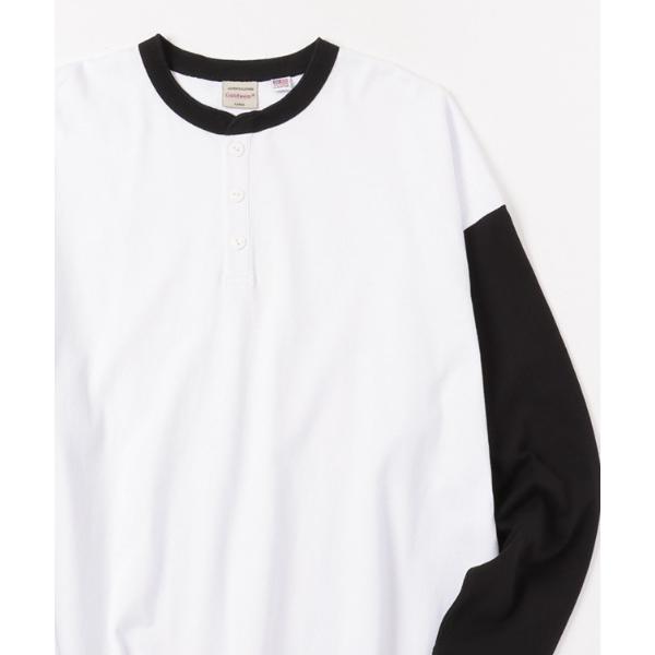 tシャツ 袖配色 ビッグシルエット ヘンリーネック ロングスリーブTシャツ メンズ レディース