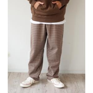 パンツ 【GGD】 チェック ワイド テーパードパンツ
