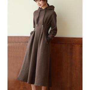 ワンピース 裏起毛ウェットパーカーワンピース