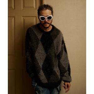ニット FEATHERY YARN ARGYLE JACQYARD KNIT PULLOVER
