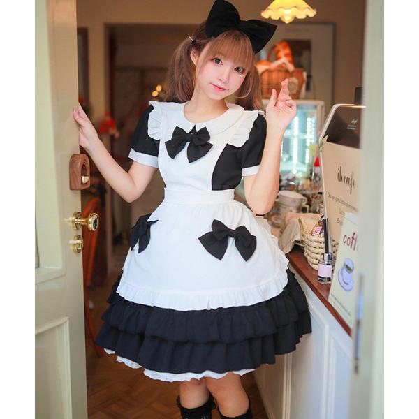 コスプレ コスプレ リボン×フリル メルヘンメイド服 レディース ホワイトデー 記念日