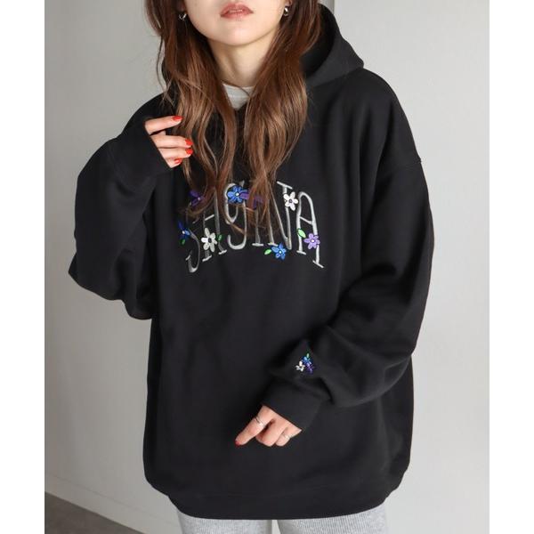 パーカー サガラ刺繍ワッペンロゴプルオーバーパーカー レディース メンズ