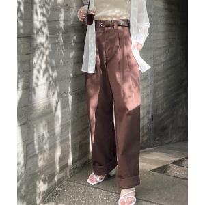 ワイドパンツ チノパン タック入りワイドチノパン レディース