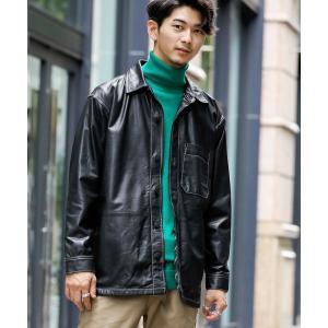 シャツ Lamb Leather / ラム リアルレザー オーバーシャツ メンズ