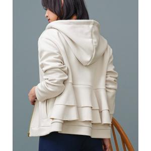 パーカー バックフリル前開きジップパーカー レディース