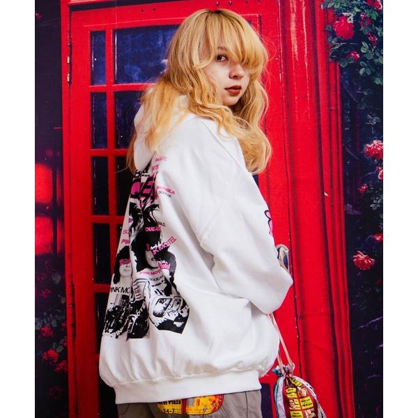 パーカー M1983 PINK MOTEL バブルコラージュプリントパーカー レディース