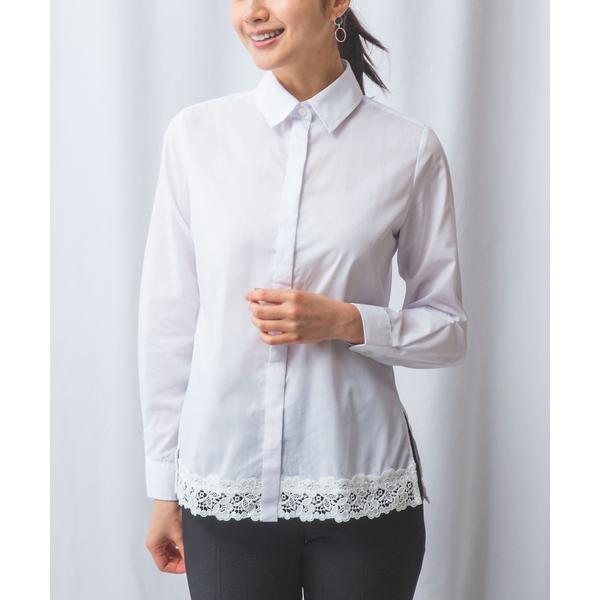 ブラウス シャツ 「NARACAMICIE」裾レース長袖シャツ レディース
