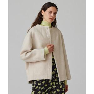 アウター ウールパイルミルド ビルドネックショートコート