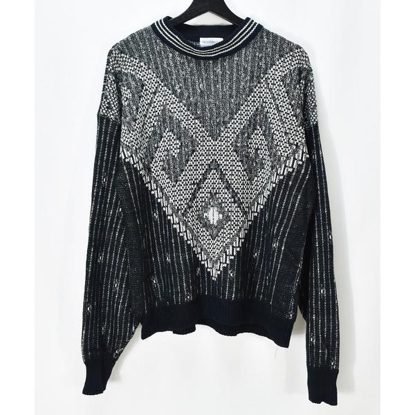セーター ニット 「ヴィンテージ古着」90's SOSTANZA 総柄 ニットセーター メンズ レデ...