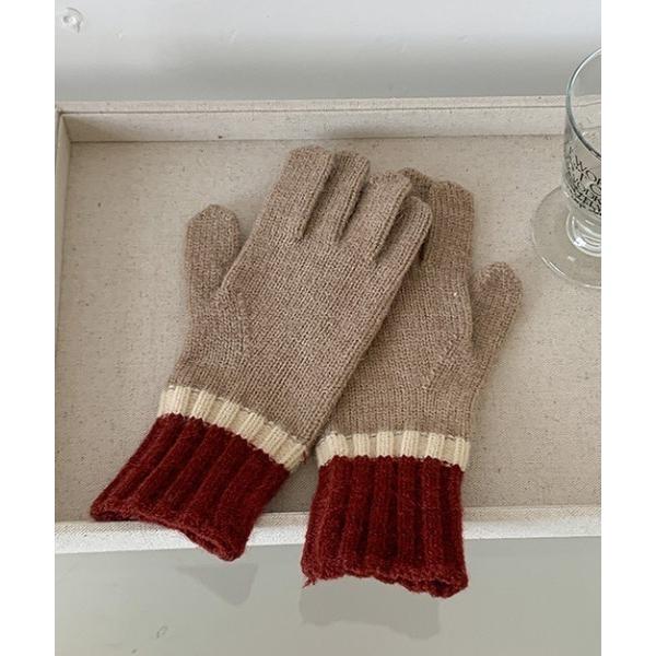 手袋 スマホタッチ可能トリコロールグローブ レディース