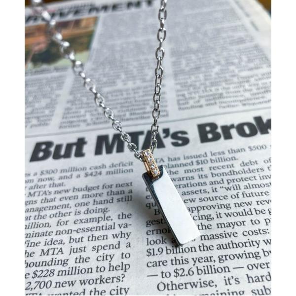 ネックレス 「金属アレルギー対応」 ジルコニアスクエアプレートステンレスネックレス レディース メン...