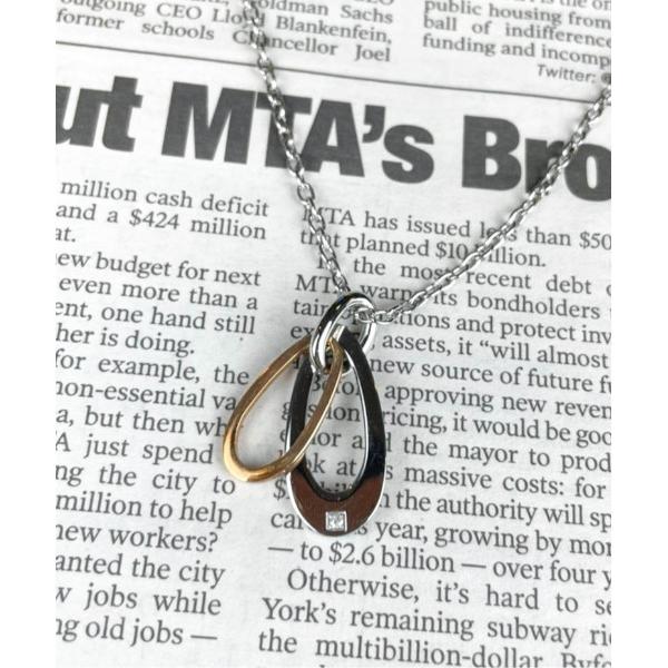 ネックレス サージカルステンレス316L”金属アレルギー対応　ダブルオーバルリングダイヤモンドネック...