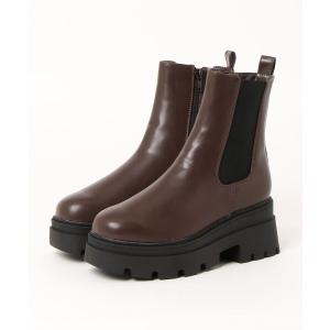 ブーツ Mafmof(マフモフ)厚底トラックソールサイドゴアブーツ レディース