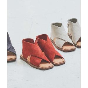 サンダル スクエアトゥクロスブーツサンダル レディース