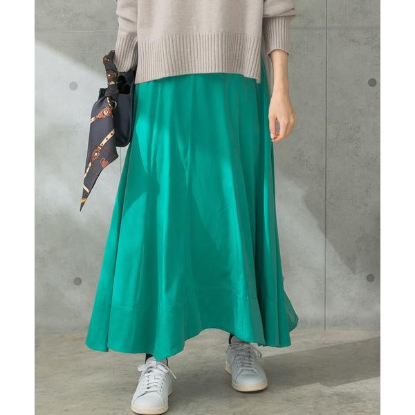 スカート パネルラインサテンフレアスカート
