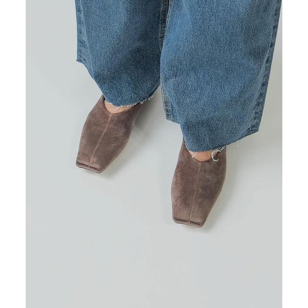 バレエシューズ パンプス ワイドトゥステッチフラットシューズ