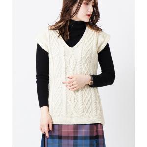 ベスト ジレ メリノウール ローゲージ ニットベスト レディース