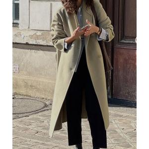 ElegChic コート チェスターコート 家で洗えるヘリンボーン柄 コート