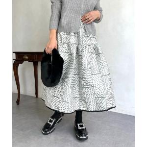 スカート キカ柄ジャガードフレアスカート