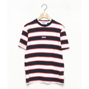 レディース 「MSGM」 ボーダー柄半袖Tシャツ S ネイビー｜zozo