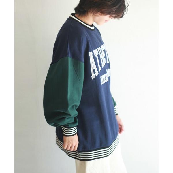 トレーナー スウェット 針抜き裏起毛 オーバーサイズ リブラインスウェットトレーナー メンズ レディ...