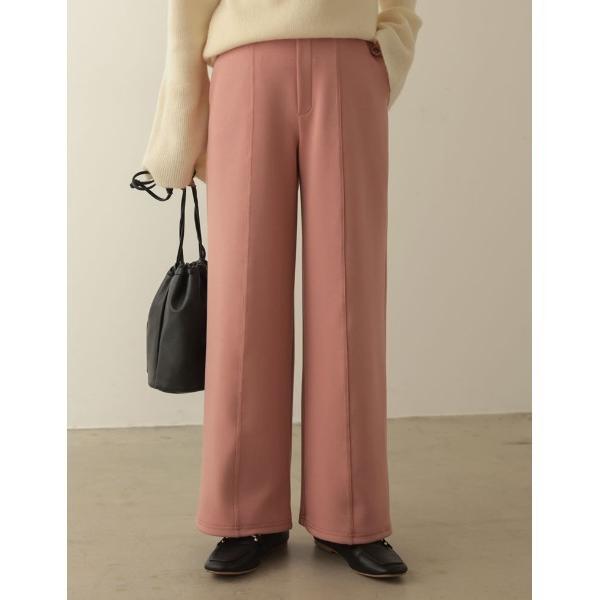 パンツ 「低身長/高身長サイズ有」「イージーケア」ライトダンボールステッチデザインストレートパンツ ...