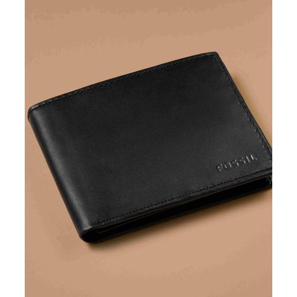 コインケース フォッシル 二つ折り財布 メンズ レザー ブラック  ML3681001