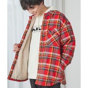 シャツ ブラウス 裏シャギーボアチェックワークシャツ