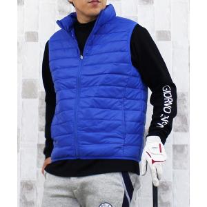 超美品】パーリーゲイツ ダウンベスト ネイビー ボーダー地模様 メンズ