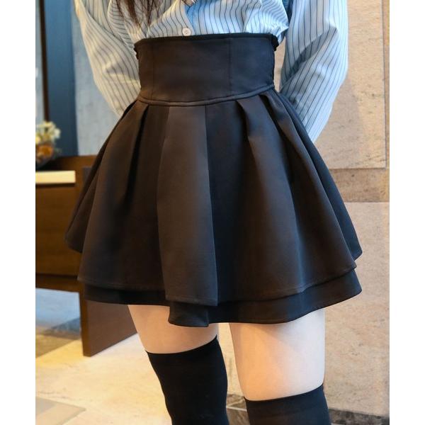 スカート ハイウエストティアードスカパン