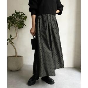 スカート ドットフロッキーフレアスカート