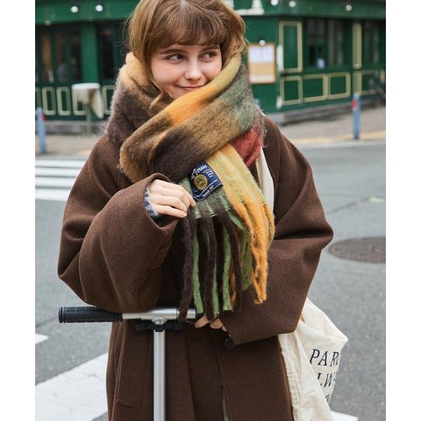 マフラー ストール ボリュームマルチチェック柄マフラー レディース メンズ
