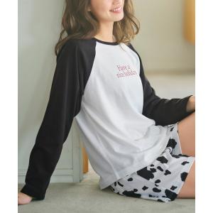 パジャマ ルームウェア ラグランスリーブTシャツ...の商品画像