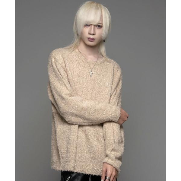 セーター ニット 「CavariA/キャバリア」ルーズシルエットクルーネックフェザーヤーンニットソー...
