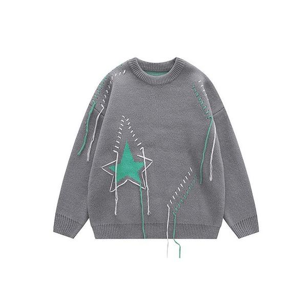 セーター ニット 「HOOK」星柄垂れ糸デザインニット メンズ レディース