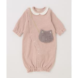 ベビー服 ねこポシェット2WAYオール