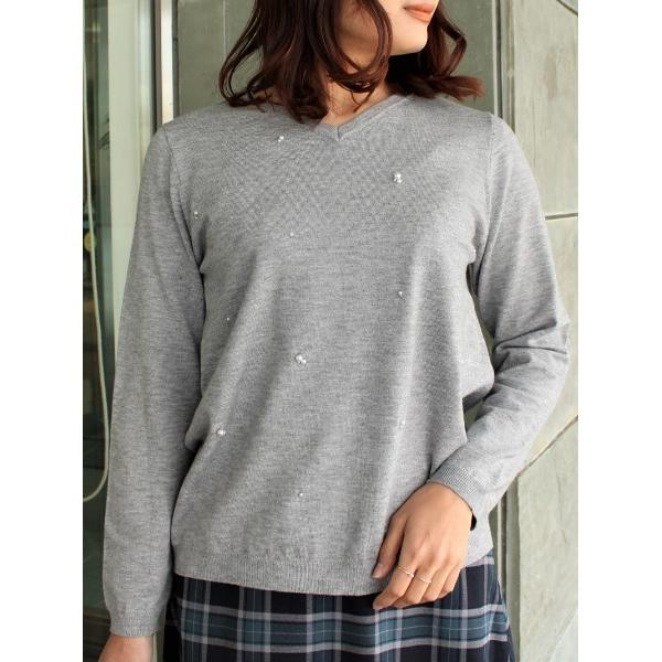 ニット セーター 「M〜5L 大きいサイズ」パール ニット プルオーバー レディース