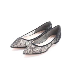 パンプス ラインストーンフラットパンプス