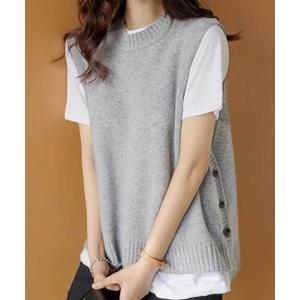 tシャツ Tシャツ レディース ニットベスト トップス