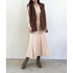 ワンピース フロントボタンニットワンピース