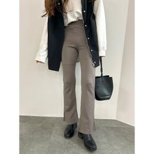 パンツ 裏起毛フレアストレッチパンツ / 裏起毛パンツ フレアパンツ あったかパンツ スリット 裏起毛 パンツ フレア レディース ブラック レディース