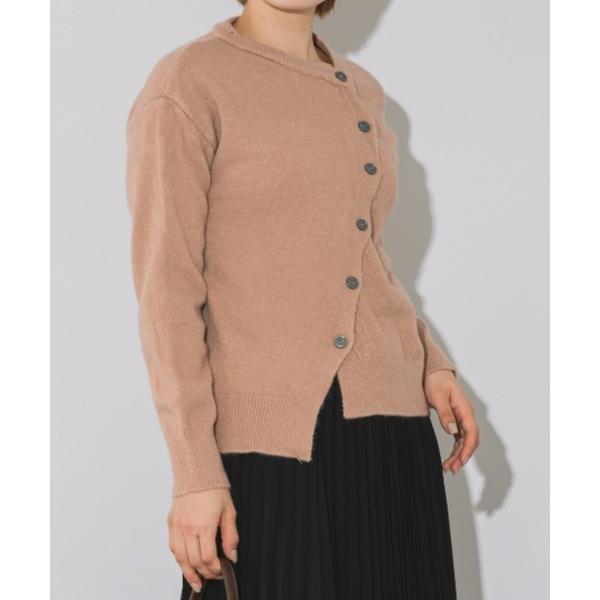 カーディガン 斜めボタンカーディガン レディース